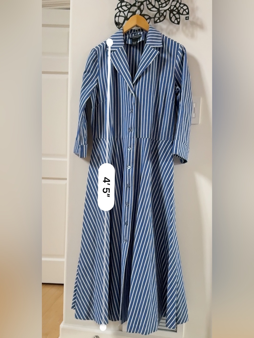 J. Peterman Blue & White Striped Cotton Shirt Dress Size 14 NWOT - Picture 5 of 10